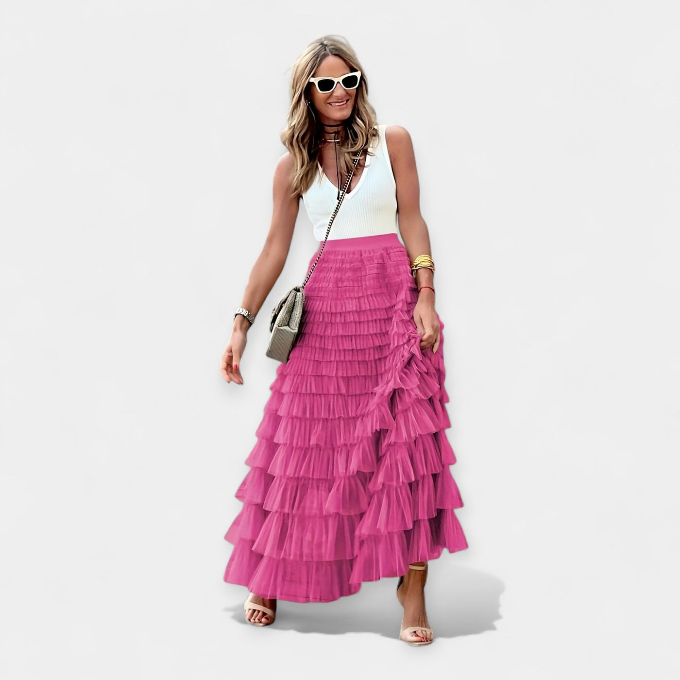 Boho Φούστα με Διχτυωτό Τελείωμα